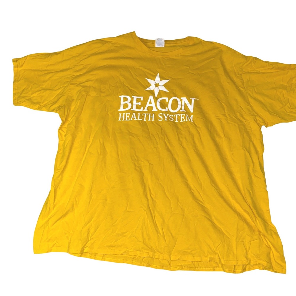 Port & Company 4XL Yellow Beacon Health System Graphic‎ Tee Ring Spun Cotton